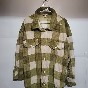 Terra & Sky Green and Cream Plaid Button Down Shirt